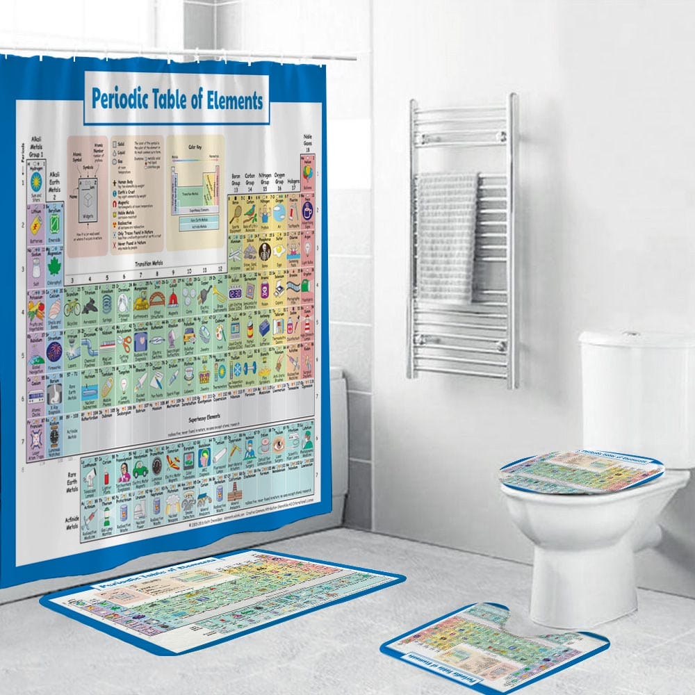 Educational Science Illustrated Periodic Table of Elements Shower Curtain