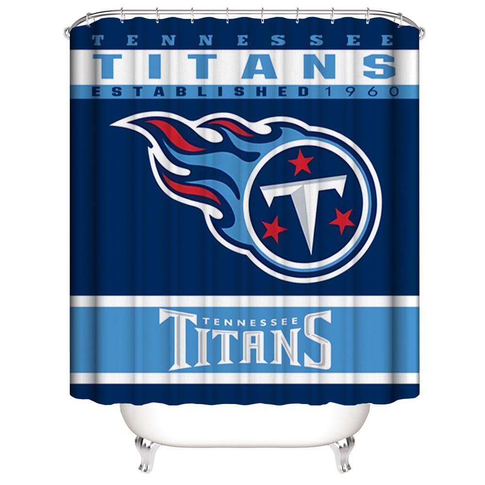 Tennessee Titans Shower Curtain, Blue Ball of Fire Football Team Flag  Bathroom Decor – warmthone