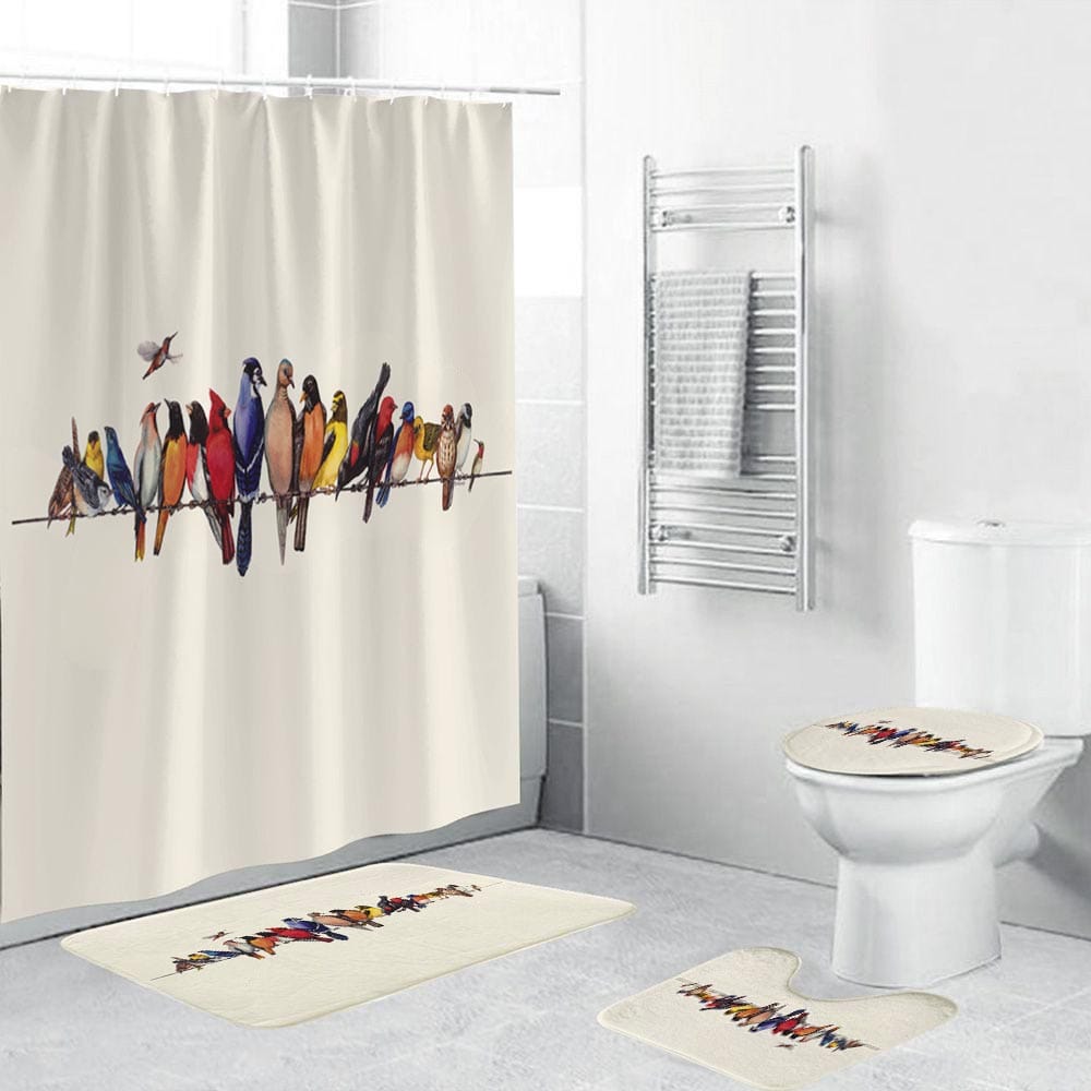 Whispering on Wires Various Birds Shower Curtain