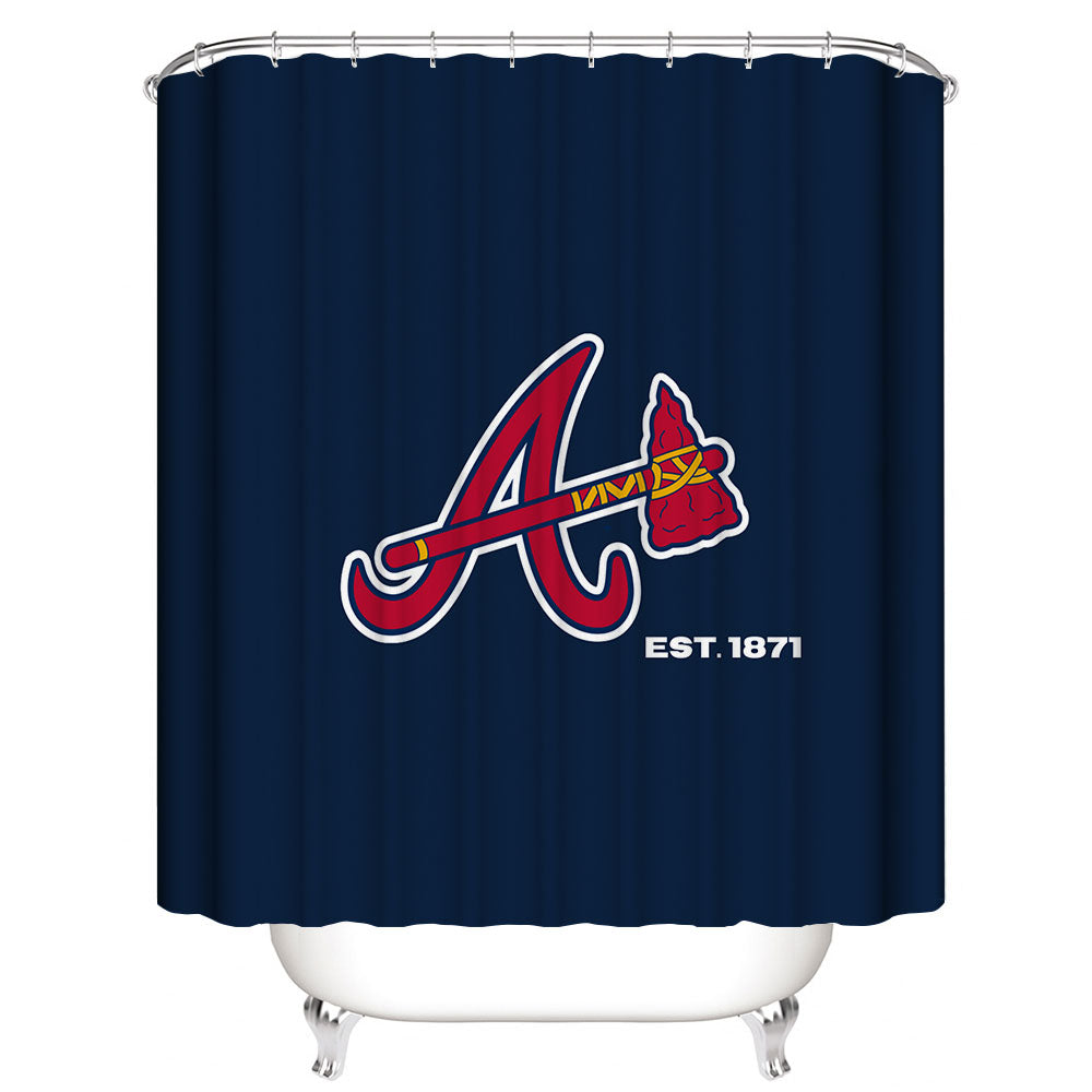 Atlanta Braves Shower Curtain, Baseball Team Braves Bathroom Decor | Braves Shower Curtain