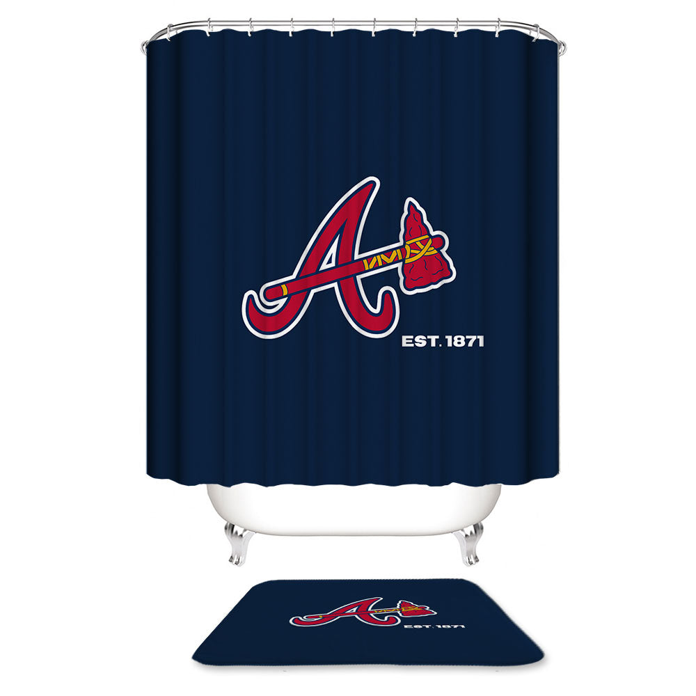 Atlanta Braves Shower Curtain, Baseball Team Braves Bathroom Decor | Braves Shower Curtain