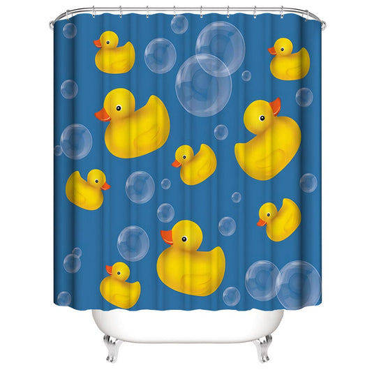 Bubbles Rubber Ducks Shower Curtain, Kids Bathroom Decor