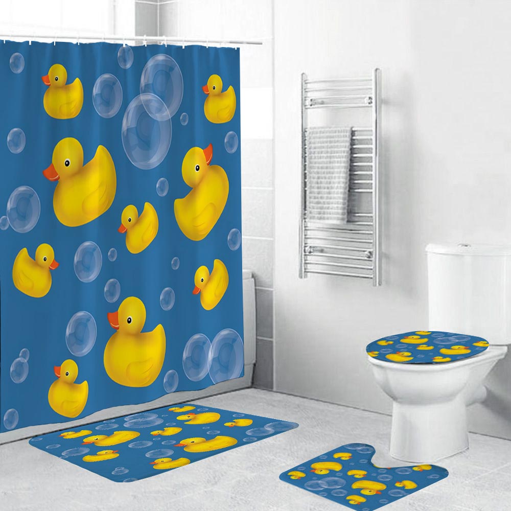 Bubbles Rubber Ducks Shower Curtain, Kids Bathroom Decor