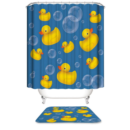Bubbles Rubber Ducks Shower Curtain, Kids Bathroom Decor