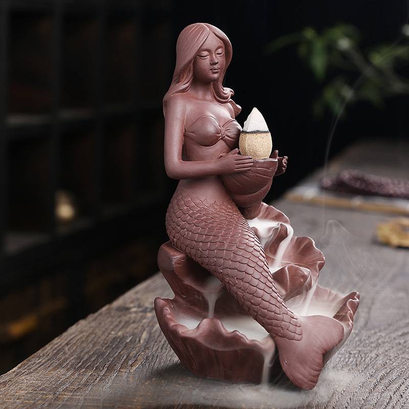 Lotus Leaf Mermaid Backflow Incense Burner