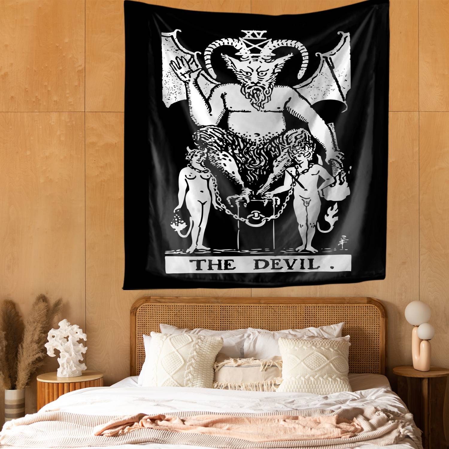 Satanic The Devil Tarot Card Tapestry for Bedroom Living Room | Satanic Tarot Card Wall Tapestry