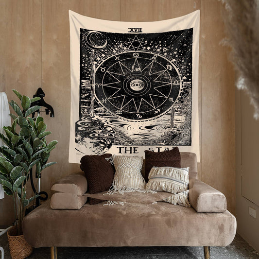 Sun Compass The Star Tarot Card Tapestry for Bedroom Living Room | The Star Tarot Tapestry
