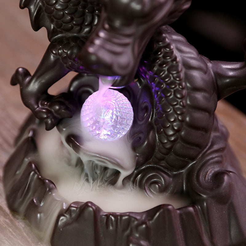 Oriental Dragon Backflow Burner Exhaling Smoke Waterfall
