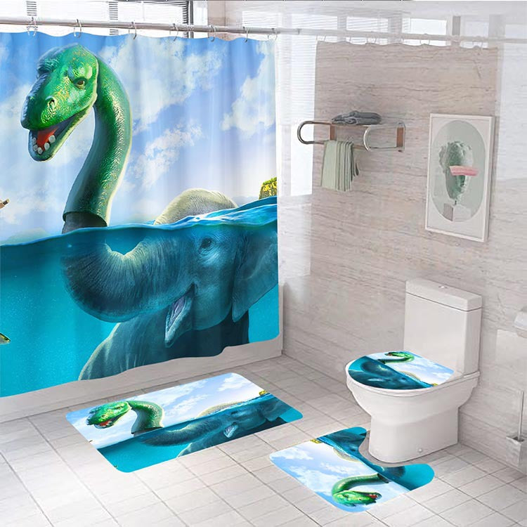 Funny Elephant Shower Curtain | Loch Ness Monster Bathroom Curtain