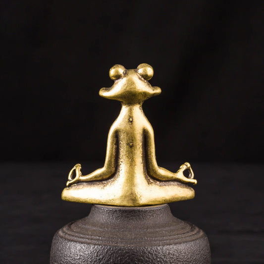 Antique Brass Meditation Frog Incense Stick Holder