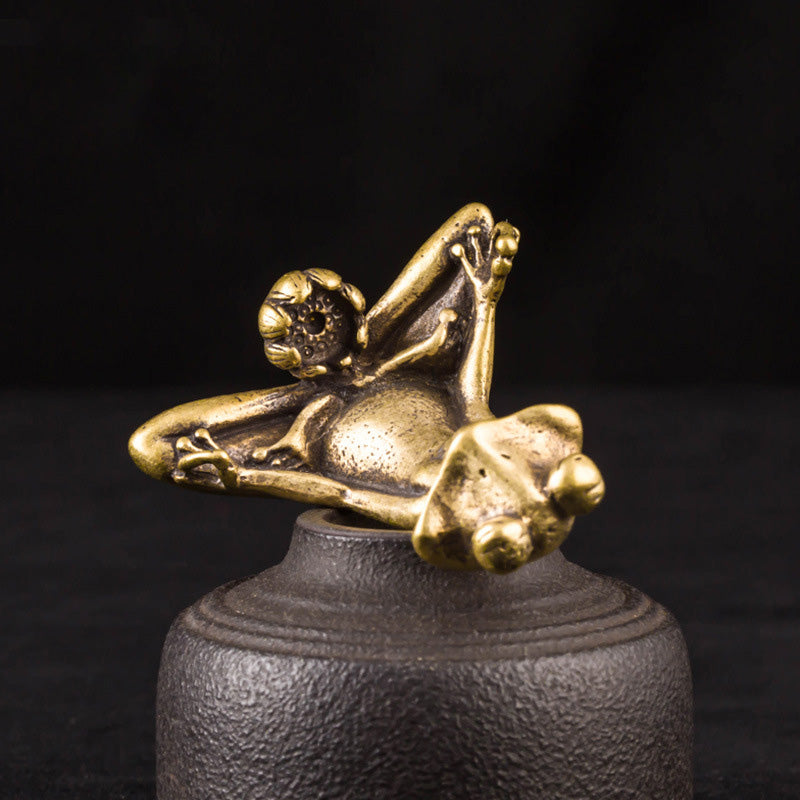 Antique Brass Meditation Frog Incense Stick Holder