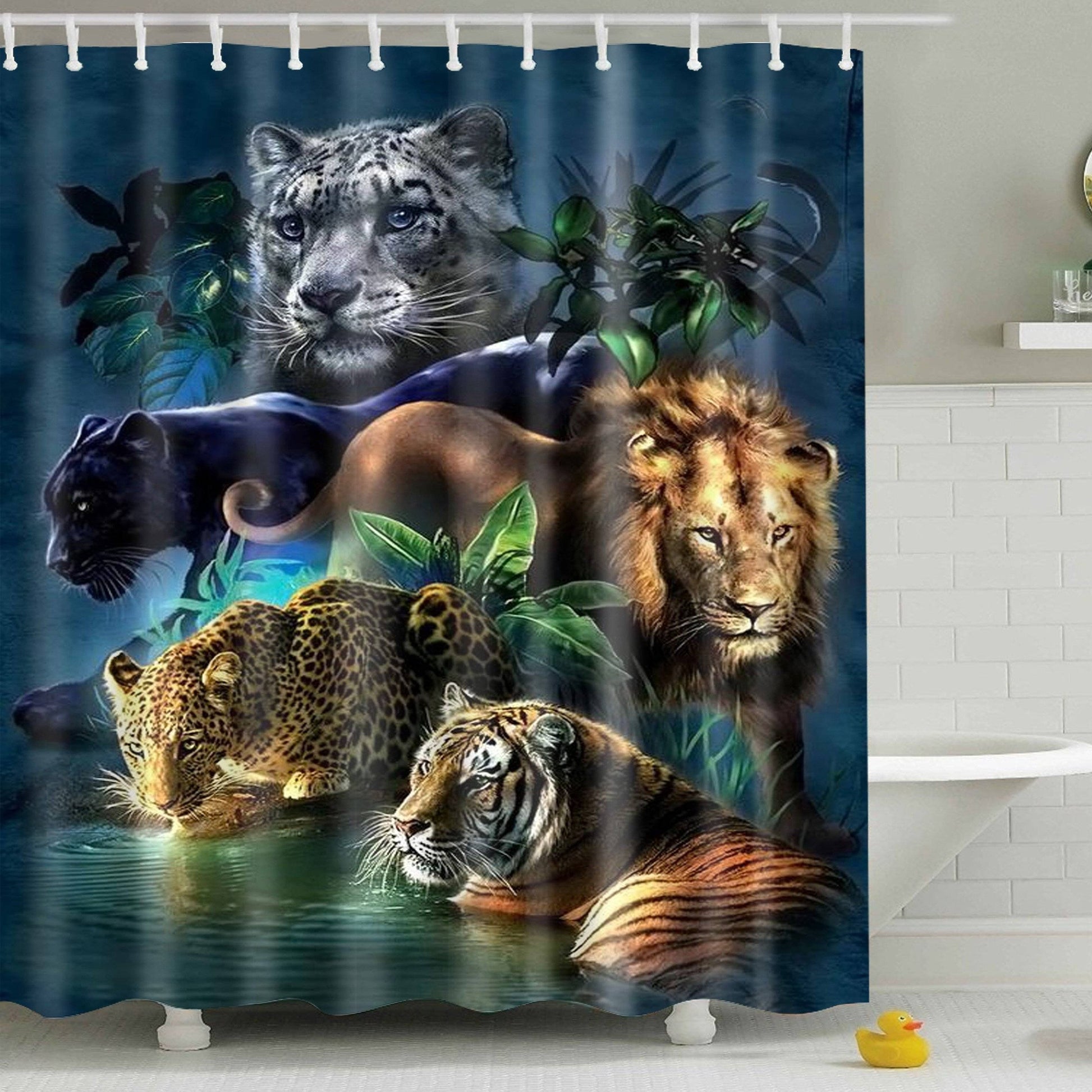 Big Cats Set Fierce Animals Shower Curtain