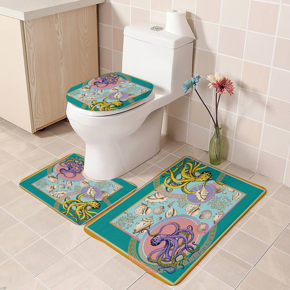 Ocean Creature Conch and Tow Octopuese Shower Curtain