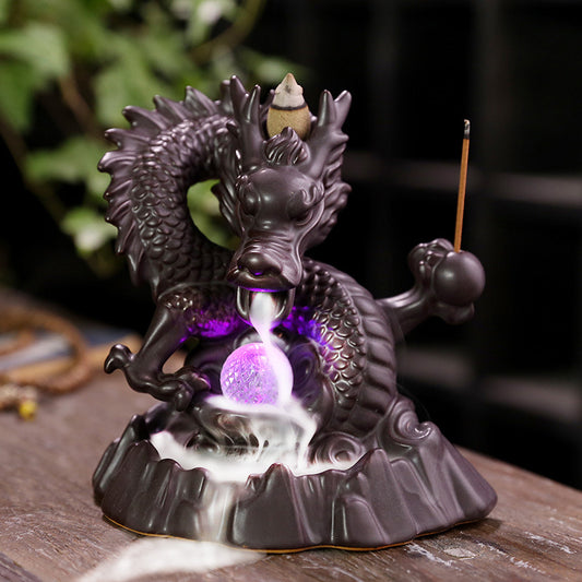 Oriental Dragon Backflow Burner Exhaling Smoke Waterfall