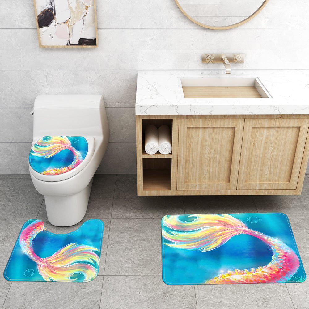 Colorful Mermaid Tail Shower Curtain | Colorful Mermaid Tail Bathroom Curtain