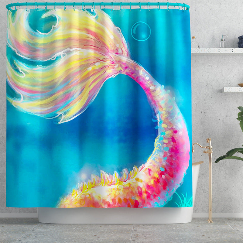 Colorful Mermaid Tail Shower Curtain | Colorful Mermaid Tail Bathroom Curtain