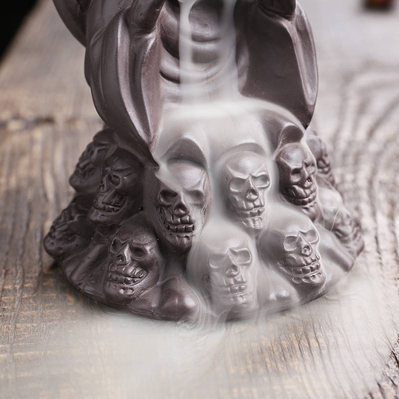 Death Skull Witch Incense Burner Reverse Smoke Zen Burner