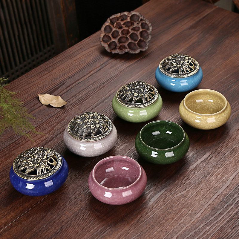 Exquisite Colorful Ice Cracked Ceramic Censer