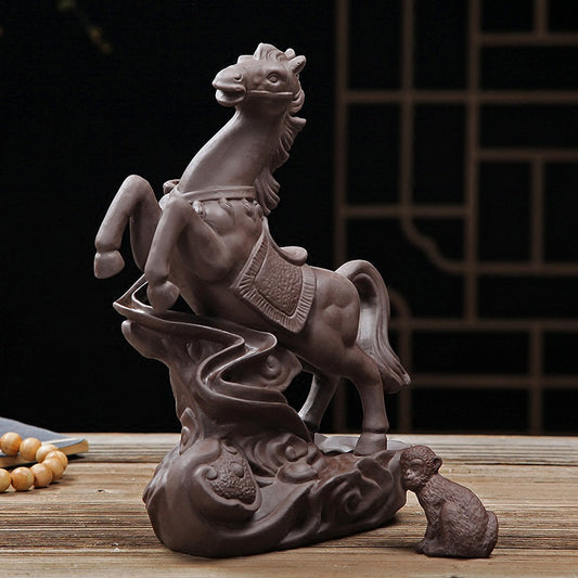 A Monkey and The Onrushing Horse Incense Burner Backflow Cone Burner