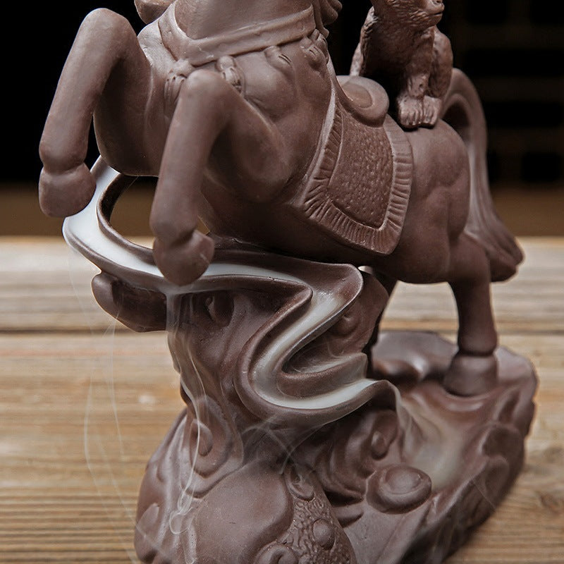 A Monkey and The Onrushing Horse Incense Burner Backflow Cone Burner