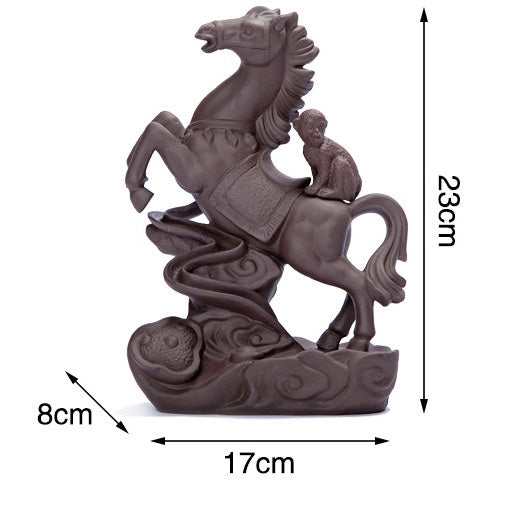 A Monkey and The Onrushing Horse Incense Burner Backflow Cone Burner