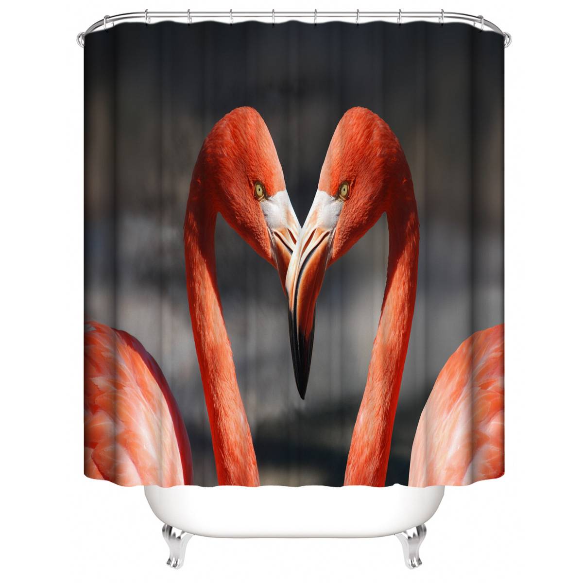 Affectionate Flamingo Valentine Shower Curtain Bothroom Set | Flamingo Valentine Bathroom Curtain