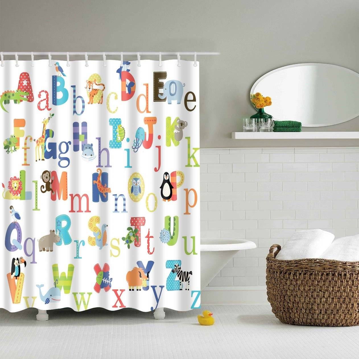 Cartoon Animals Early Education Alphabet Shower Curtain