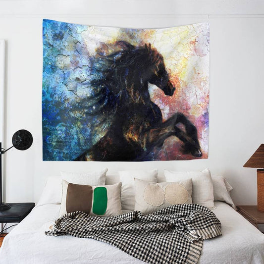 Art Oil Painting Style Horse Wall Tapestry for Bedroom Living Room | Oil Horse Wall Tapestry