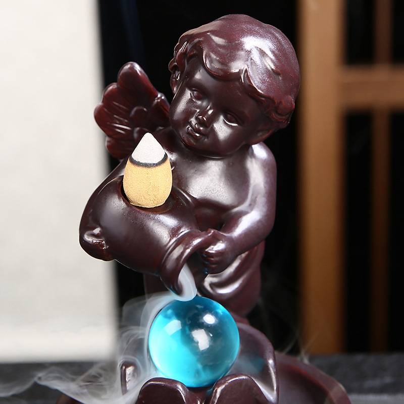 Glaze Ceramic Pouring Angel Backflow Incense Burner