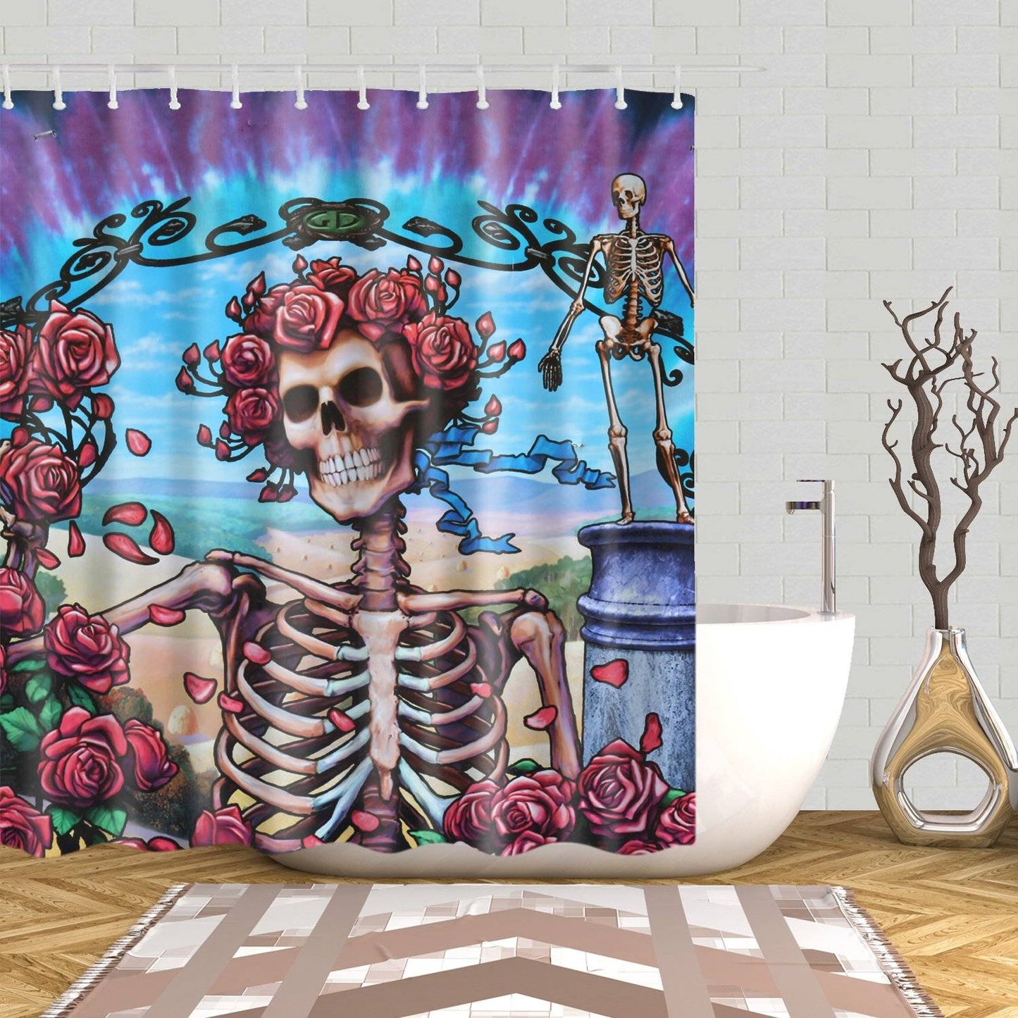 Skull and Roses Album Cover Grateful Dead Shower Curtain
