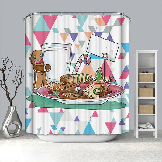 Christmas Biscuits of All Shapes Cartoon Gingerbread Shower Curtain