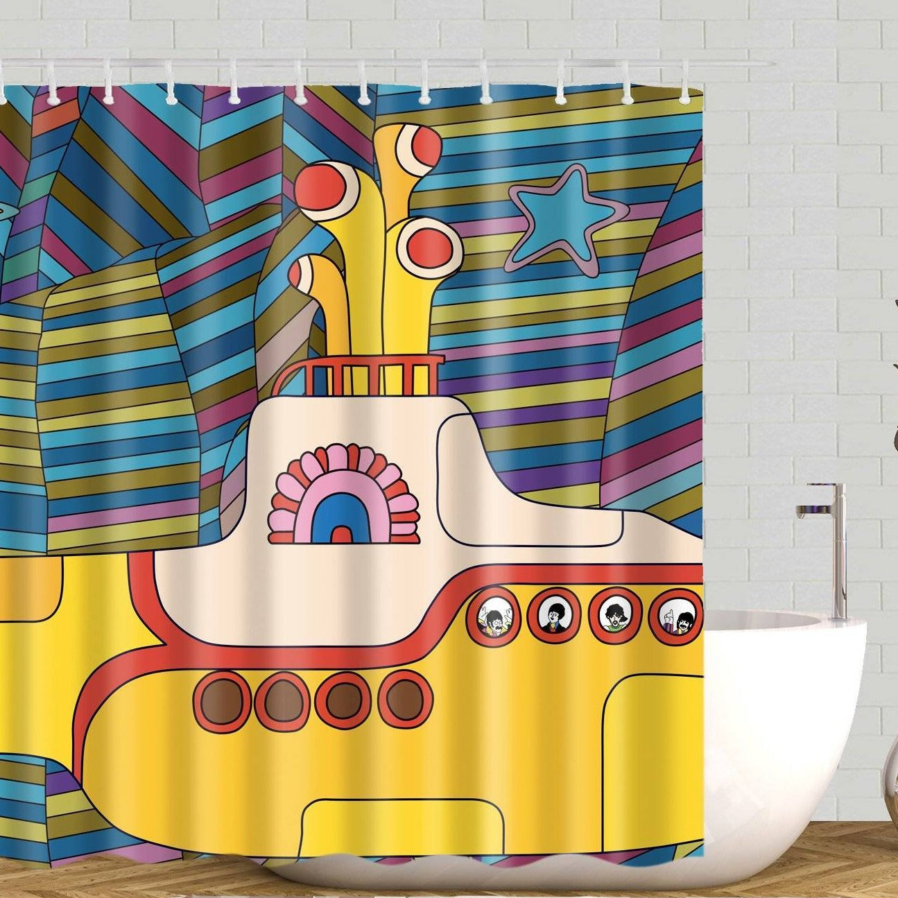 The Beatles Band Album Yellow Submarine Shower Curtain
