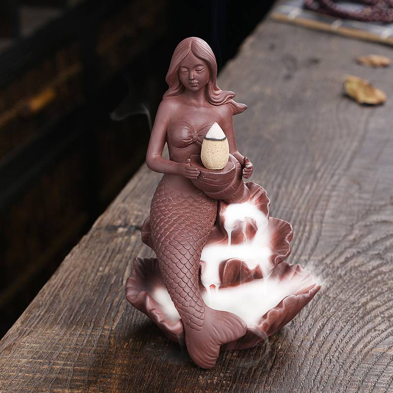 Lotus Leaf Mermaid Backflow Incense Burner