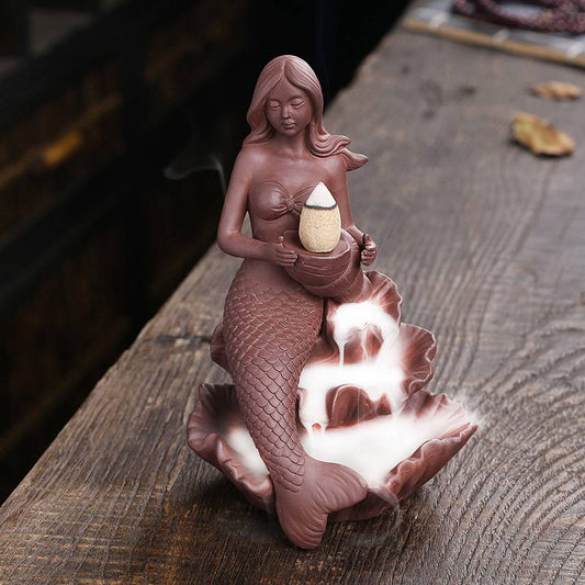 Lotus Leaf Mermaid Backflow Incense Burner