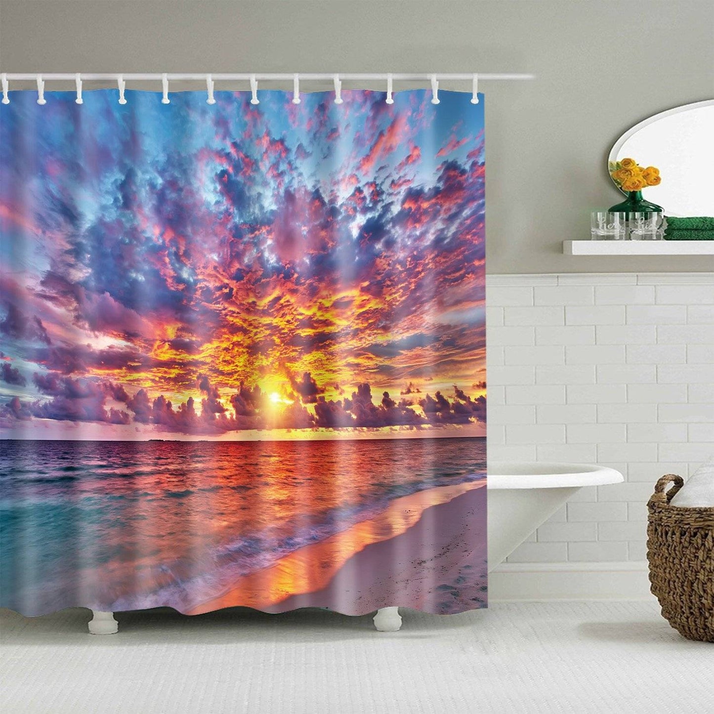 Seascape Sunset Glow Sunset Seaside Shower Curtain