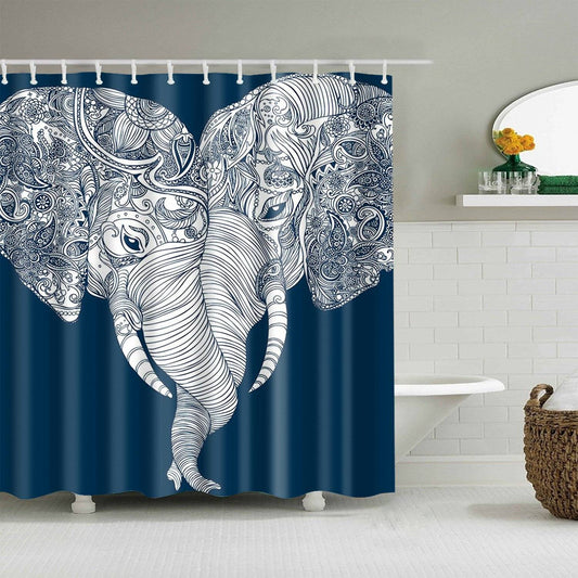 Romantic Couple Love Boho Elephant Shower Curtain