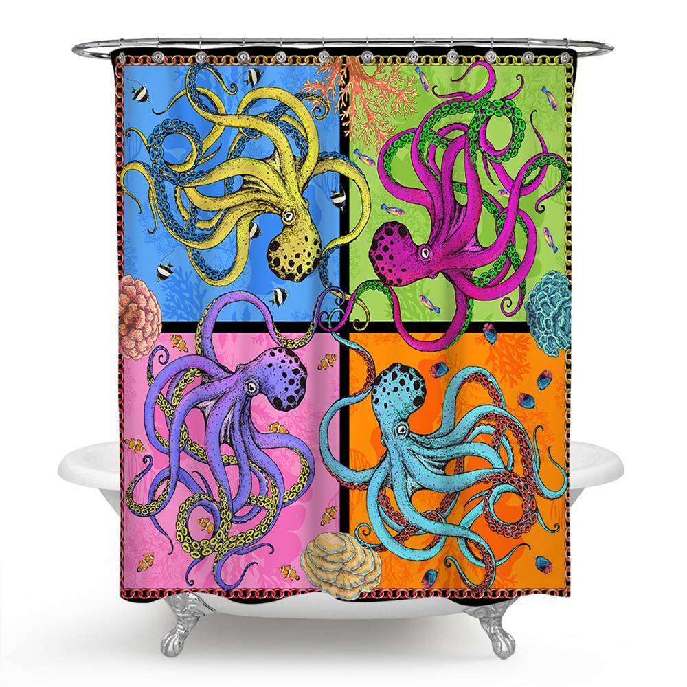 The Four Octopuese Shower Curtain | The Four Octopuese Bathroom Curtain