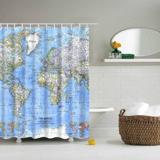 Geography Detailed Place Names World Map Shower Curtain