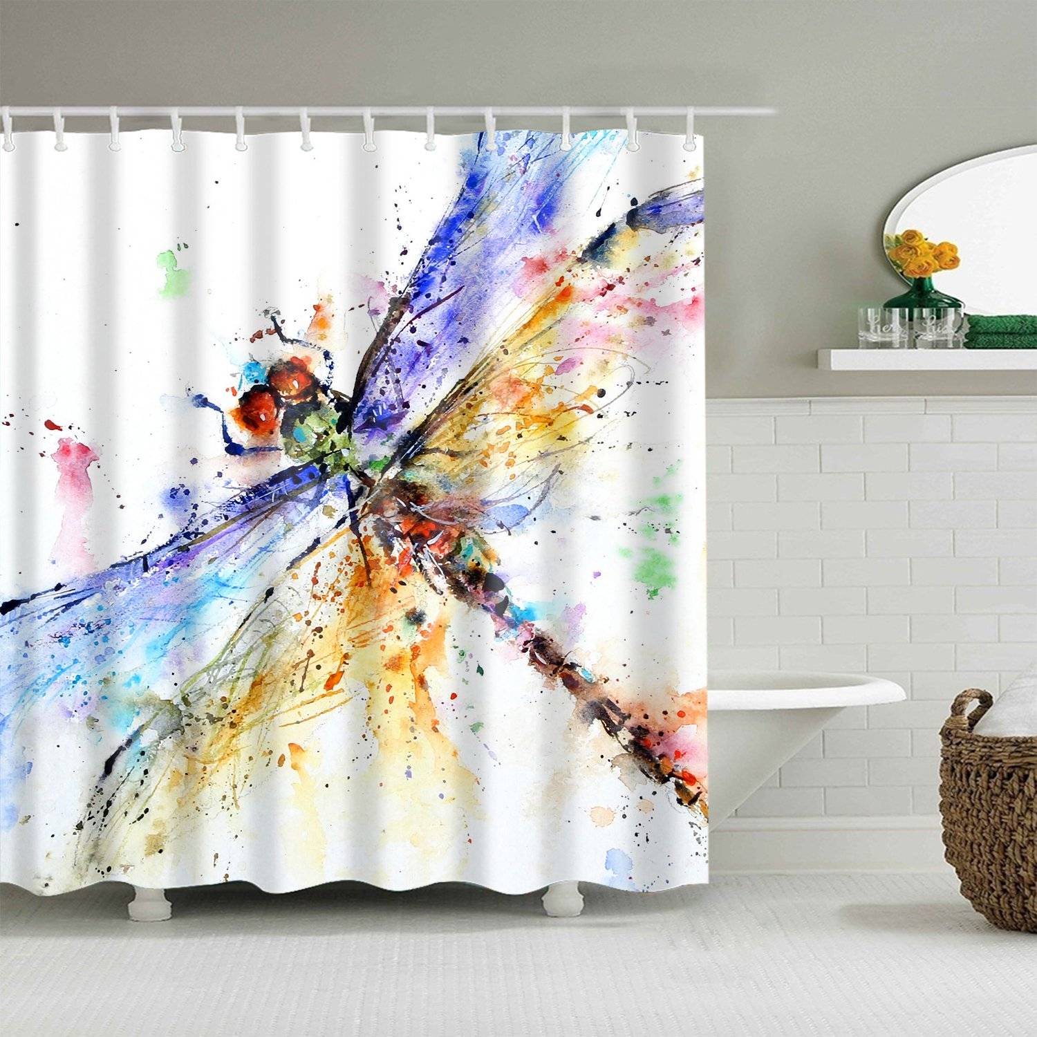 Watercolor Dragonfly Shower Curtain