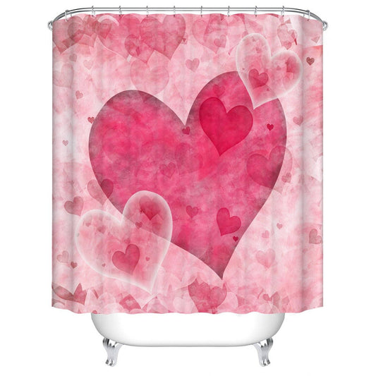 Romantic Valentine Style Dreamy Pink Heart Shower Curtain