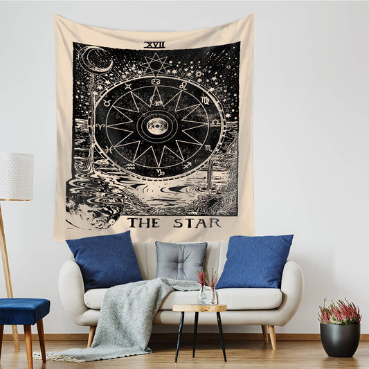 Sun Compass The Star Tarot Card Tapestry for Bedroom Living Room | The Star Tarot Tapestry