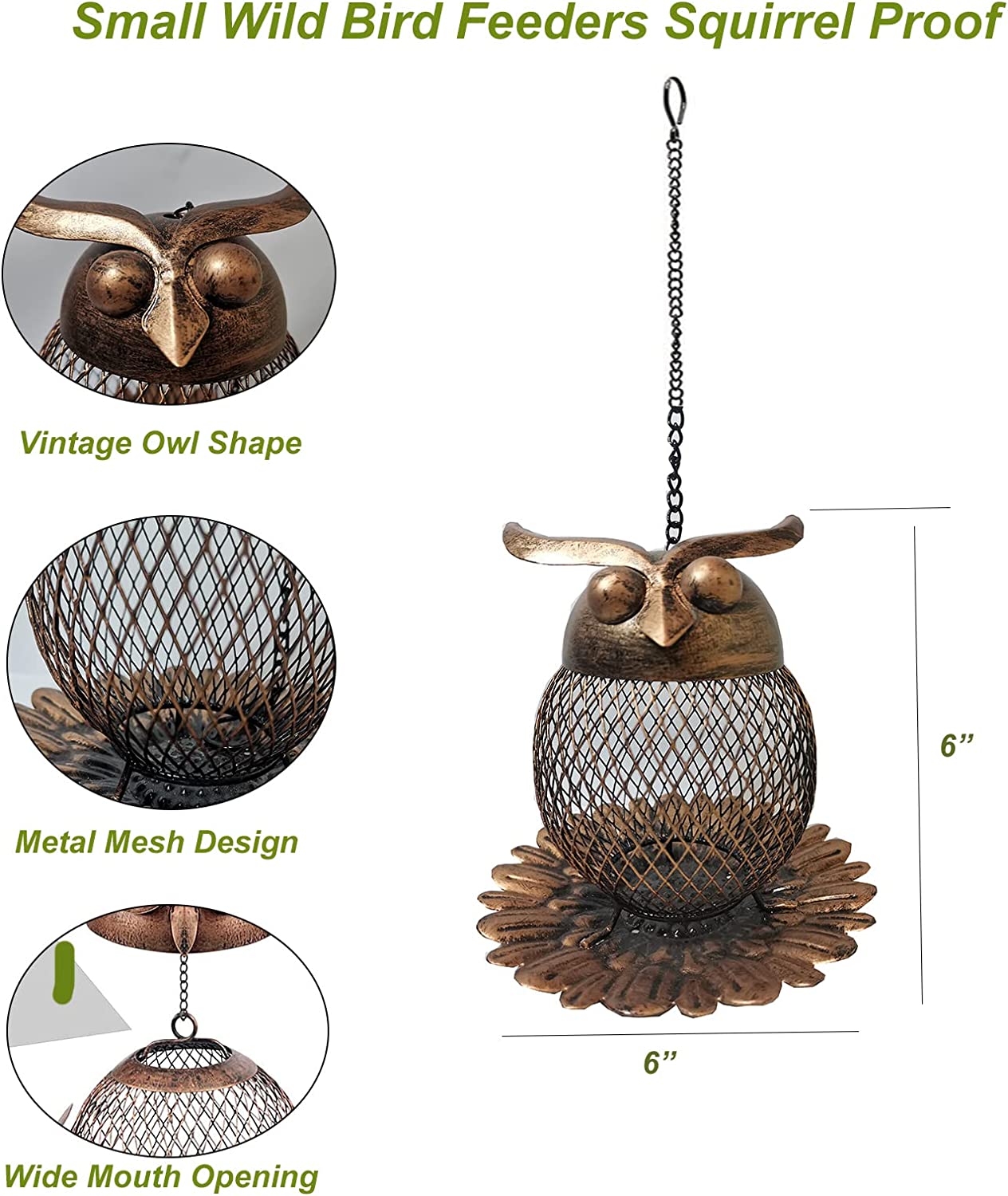 Metal Hanging Owl Shaped Bird Feeder | Hanging Owl Bird Feeder