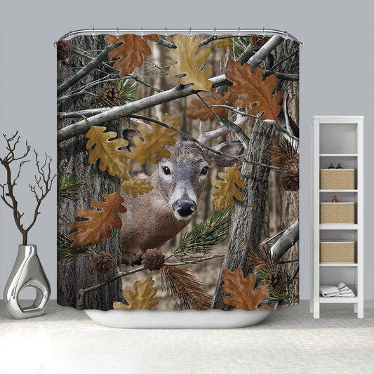 Woods Hunting Camouflage Deer Camo Shower Curtain