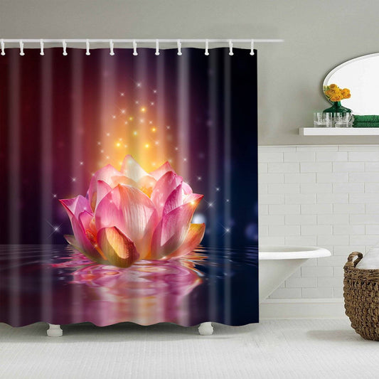 Zen Flower Phosphorescent Pink Lotus Shower Curtain