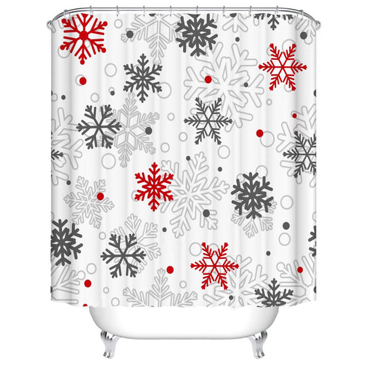 White Backgroup Seamless Christmas Three-colour Snowflakes Shower Curtain