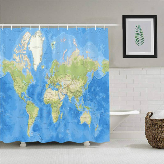 Geomorphic Type World Map Shower Curtain