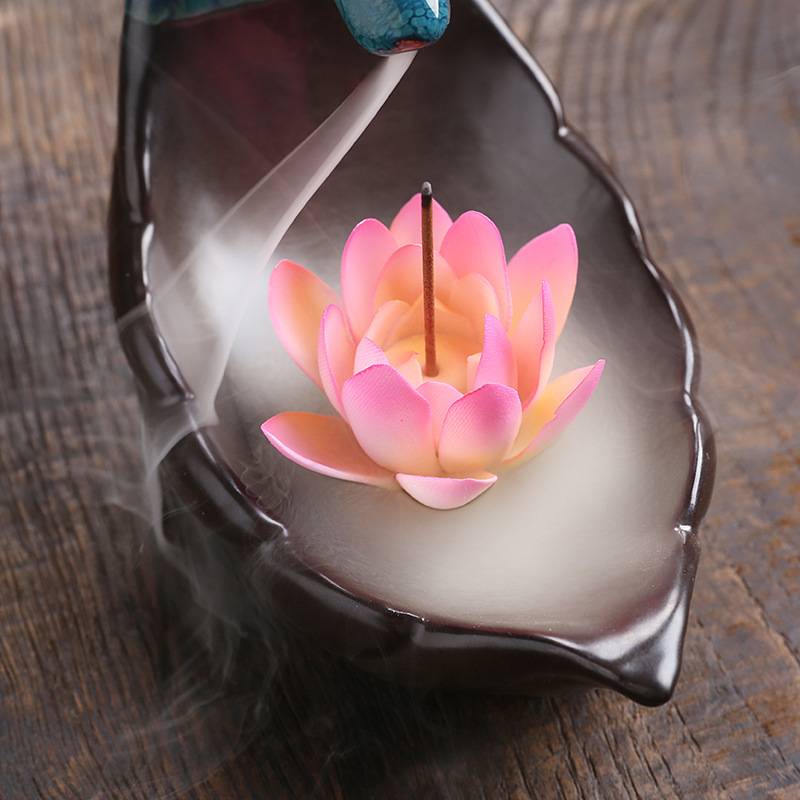 Young Deer Shaped Backflow Incense Burner with Lotus Stick Holder