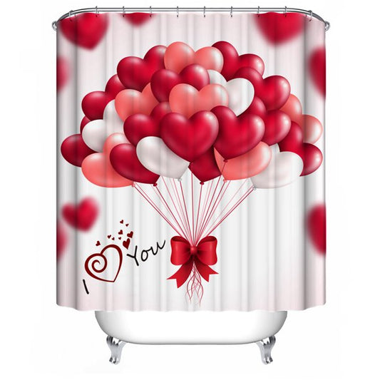 Romantic Red Love Balloons Valentine Shower Curtain