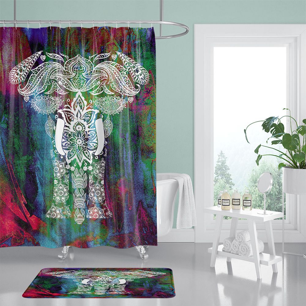 Abstract Art Elephant Mandala Shower Curtain