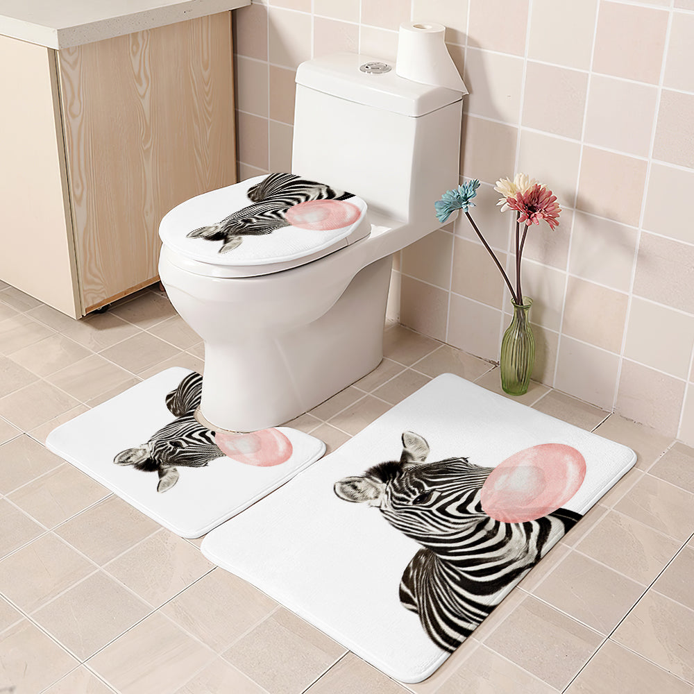 Funny Zebra Blowing Bubbles Shower Curtain | Funny Zebra Bathroom Curtain